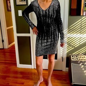 Black with silver cocktail dress